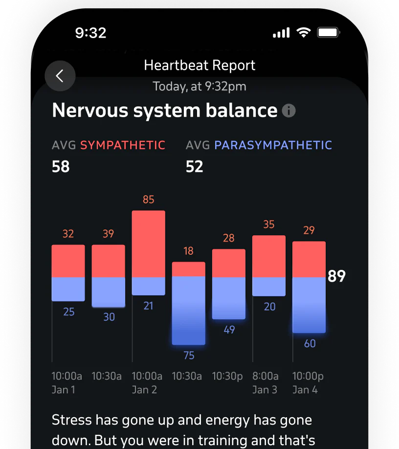 Heartbeat report with nervous system balance