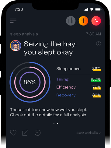 Sleep score in Welltory app